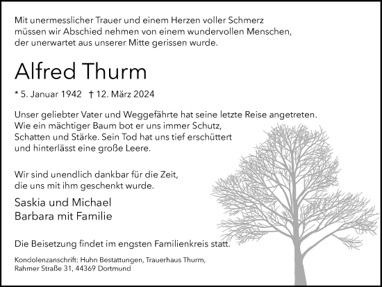 Traueranzeige von Alfred Thurm 