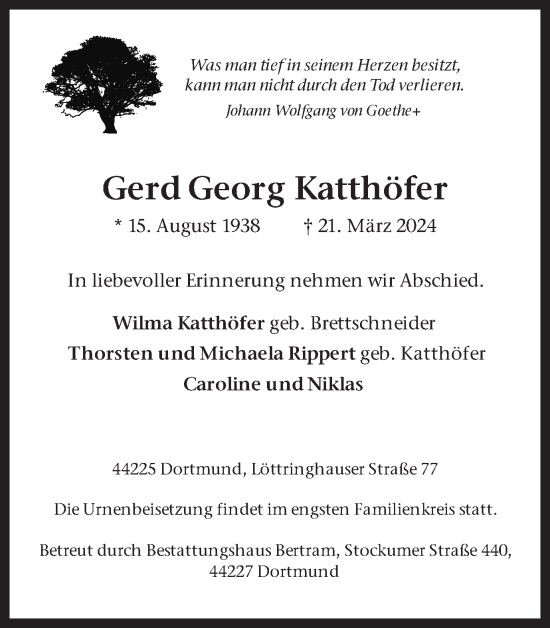Traueranzeige von Gerd Georg Katthöfer 