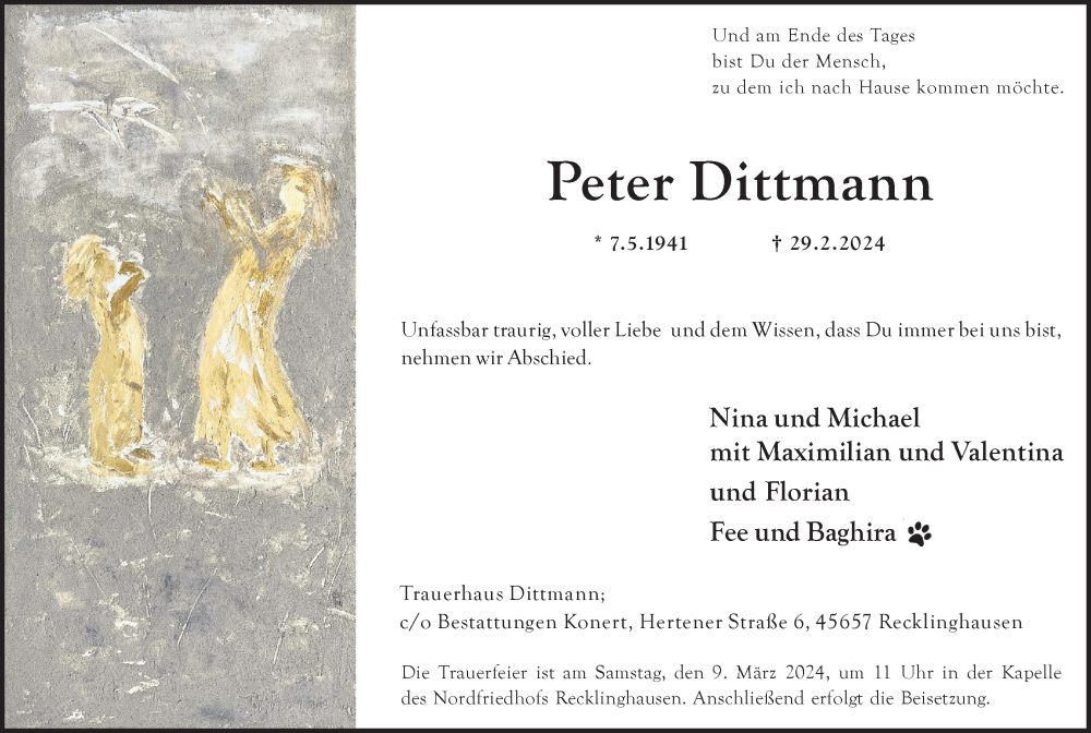  Traueranzeige für Peter Dittmann vom 06.03.2024 aus Medienhaus Bauer