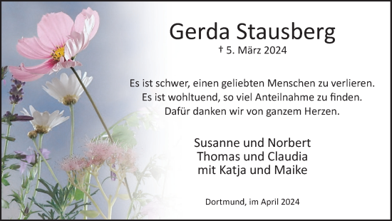 Traueranzeige von Gerda Stausberg 