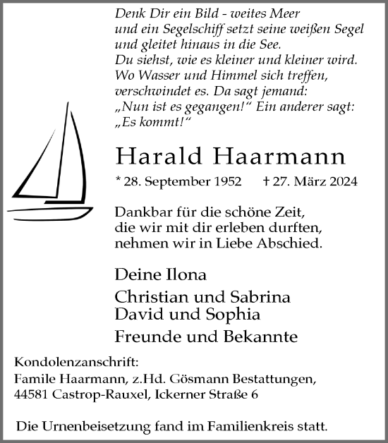 Traueranzeige von Harald Haarmann 