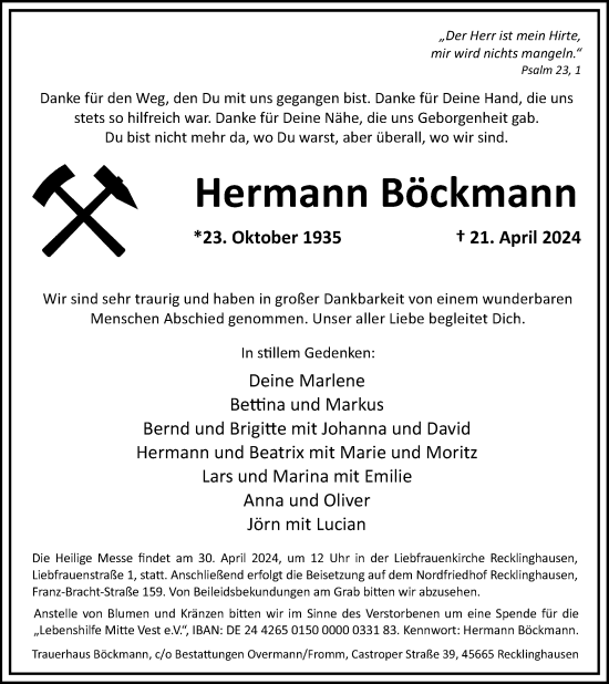 Traueranzeige von Hermann Böckmann