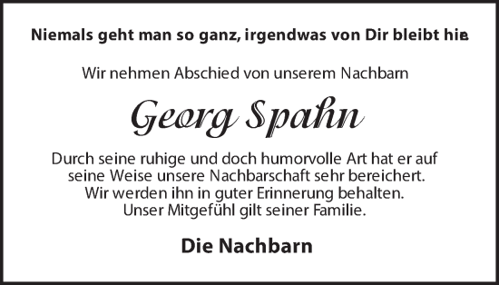 Traueranzeige von Georg Spahn von Münsterland Zeitung