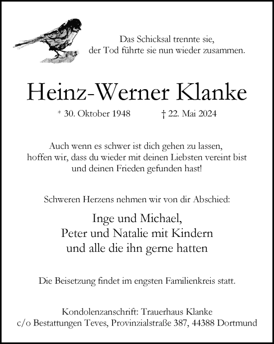 Traueranzeige von Heinz-Werner Klanke 