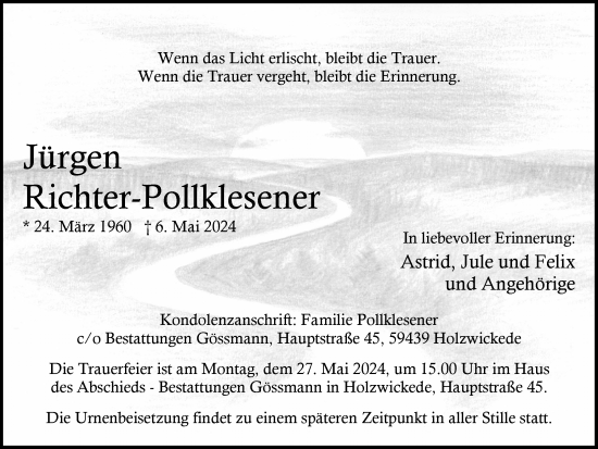 Traueranzeige von Jürgen Richter-Pollklesener
