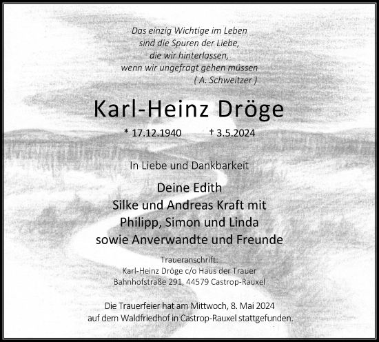 Traueranzeige von Karl-Heinz Dröge 