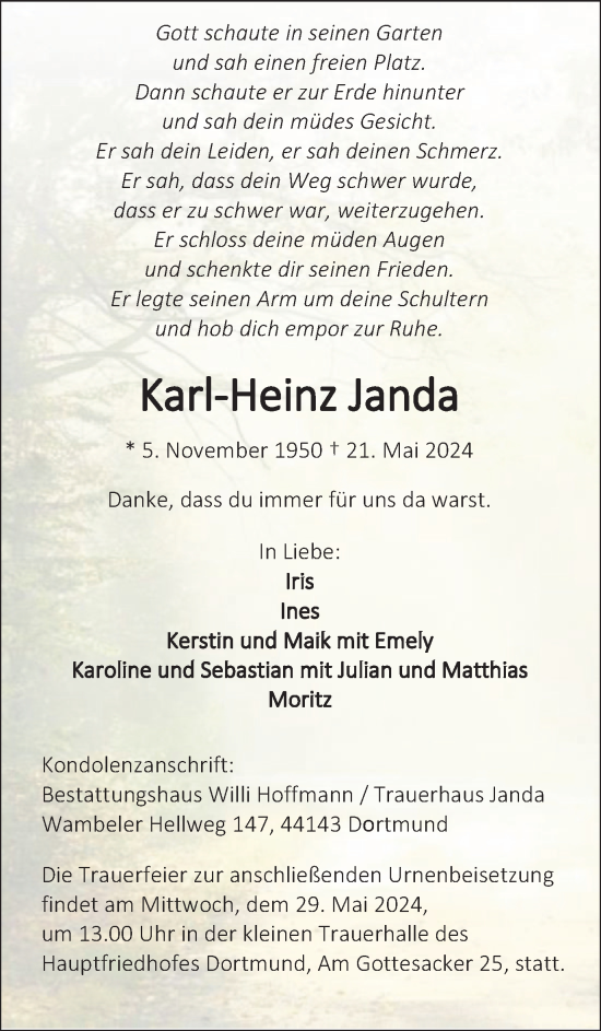 Traueranzeige von Karl-Heinz Janda 