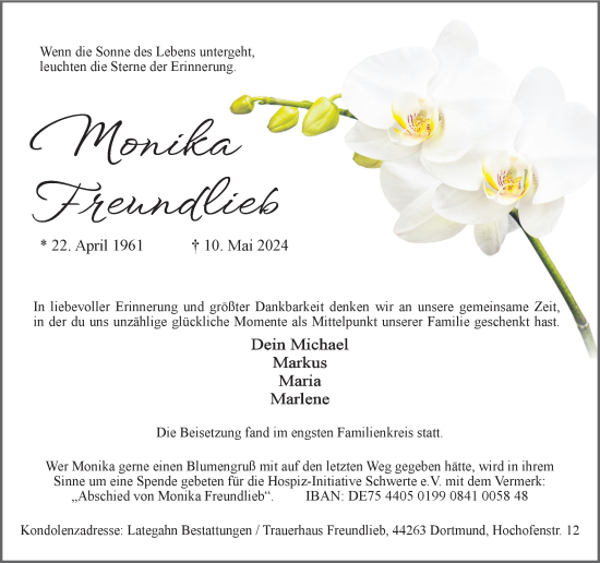 Traueranzeige von Monika Freundlieb 