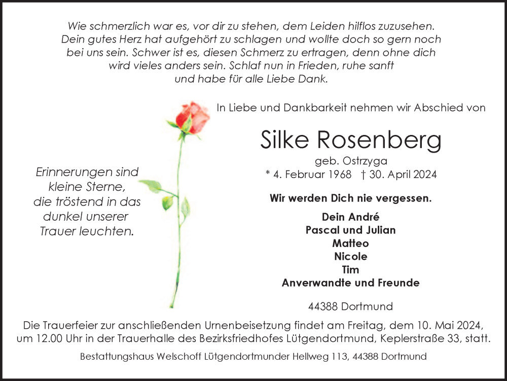 Traueranzeige für Silke Rosenberg vom 04.05.2024 aus 
