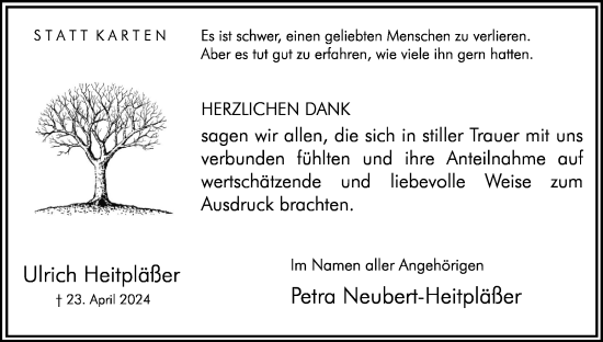 Traueranzeige von Ulrich Heitpläßer von Hellweger Anzeiger