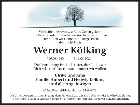 Traueranzeige von Werner Kölking von Ruhr Nachrichten und Dorstener Zeitung