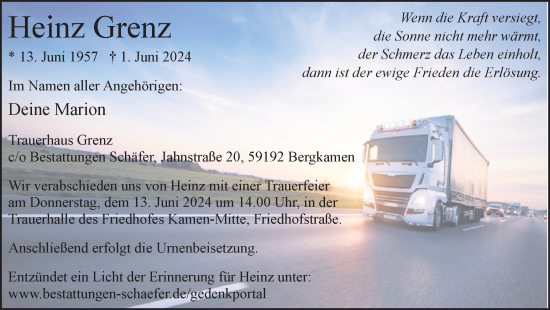 Traueranzeige von Heinz Grenz