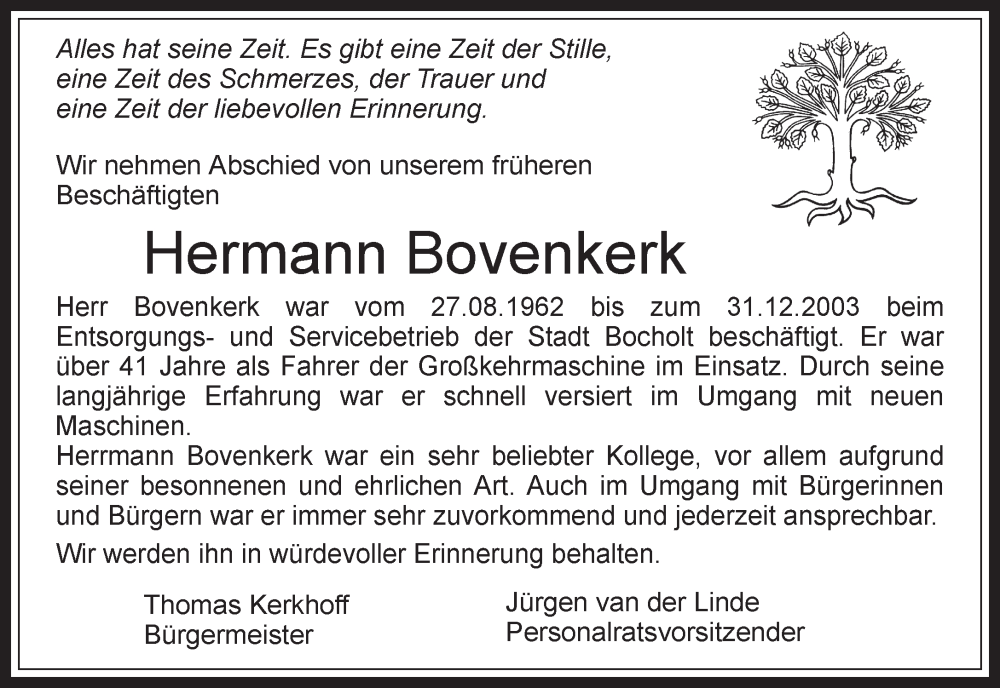  Traueranzeige für Hermann Bovenkerk vom 08.03.2024 aus Bocholter-Borkener Volksblatt