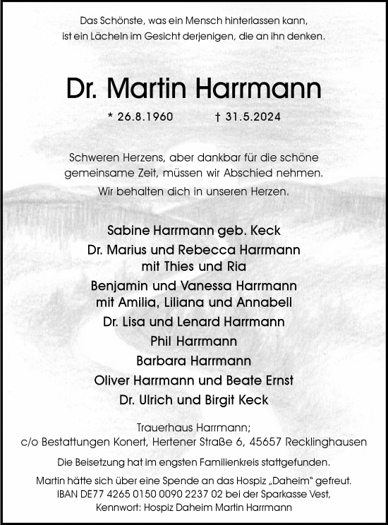 Traueranzeige von Martin Harrmann von Recklinghäuser Zeitung