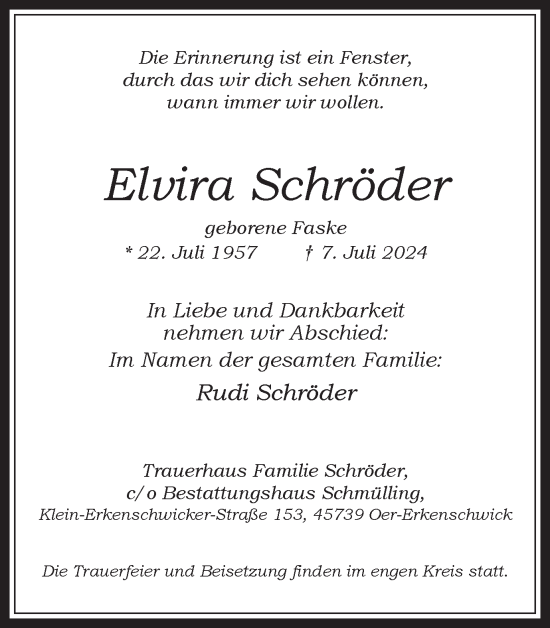 Traueranzeige von Elvira Schröder von Trauer Vest