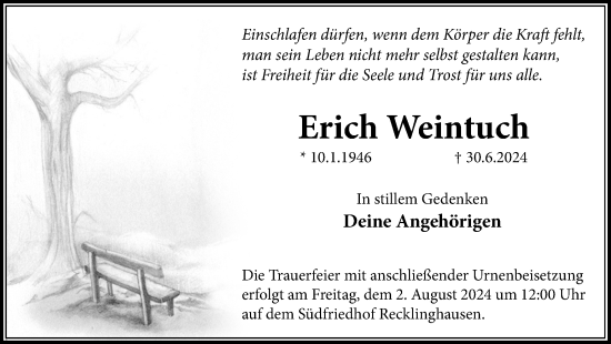 Traueranzeige von Erich Weintuch von Trauer Vest