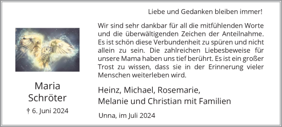 Traueranzeige von Maria Schröter von Hellweger Anzeiger