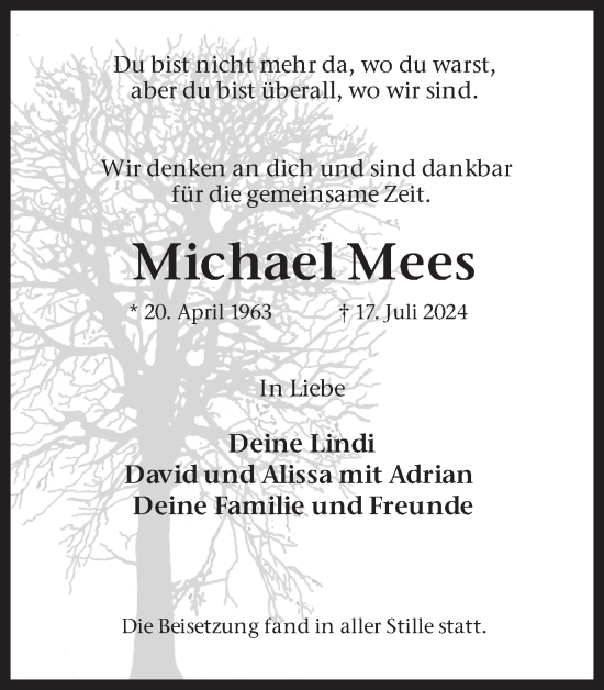 Traueranzeige von Michael Mees von Süd Anzeiger Dortmund