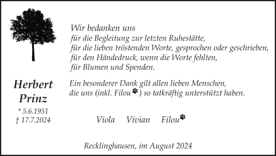 Traueranzeige von Herbert Prinz von Trauer Vest