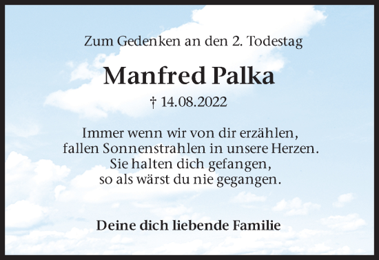 Traueranzeige von Manfred Palka von Trauer Vest