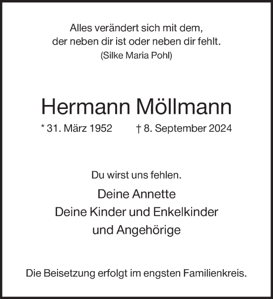 Traueranzeige von Hermann Möllmann von Bocholter-Borkener Volksblatt