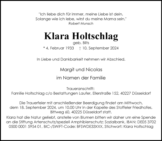 Traueranzeige von Klara Holtschlag von Bocholter-Borkener Volksblatt