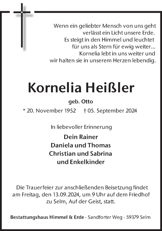 Traueranzeige von Kornelia Heißler von Ruhr Nachrichten