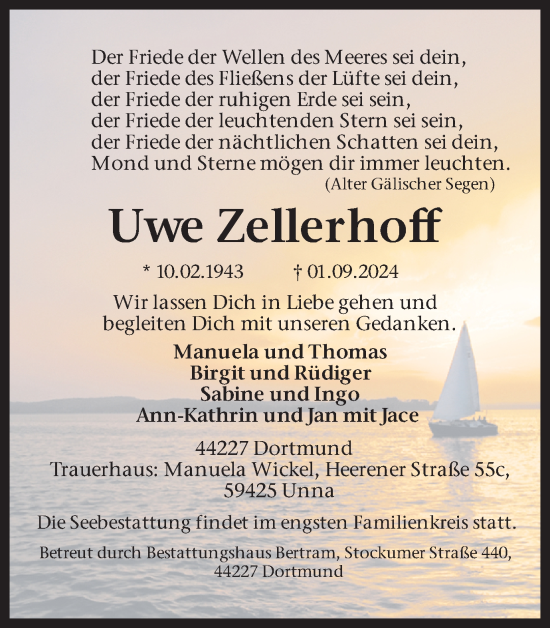 Traueranzeige von Uwe Zellerhoff von Ruhr Nachrichten