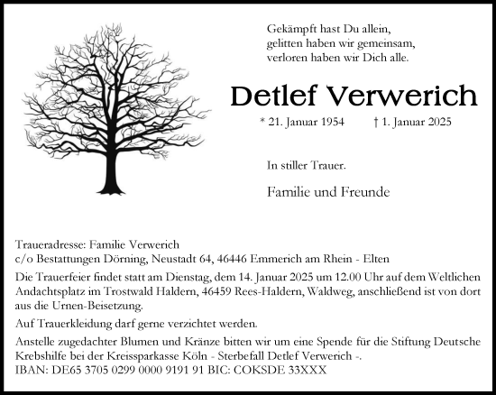 Traueranzeige von Detlef Verwerich 