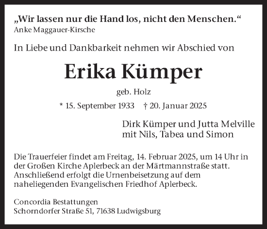 Traueranzeige von Erika Kümper von Ruhr Nachrichten