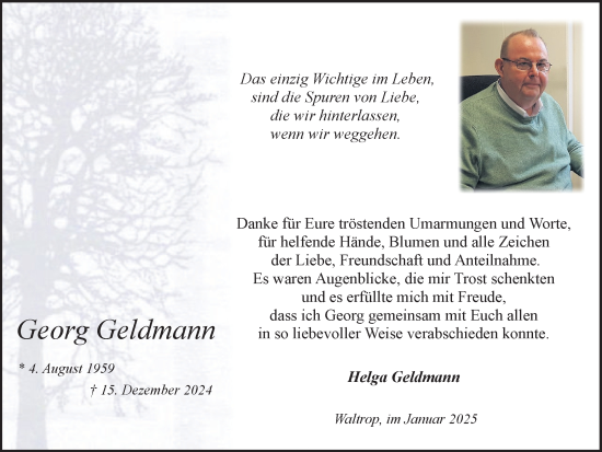 Traueranzeige von Georg Geldmann von Trauer Vest