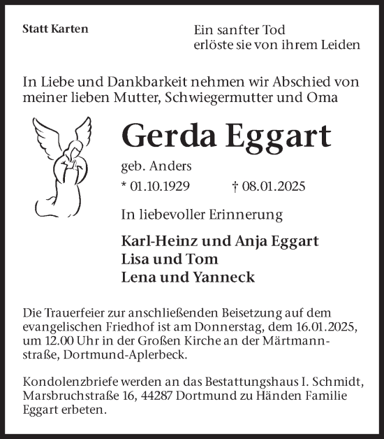 Traueranzeige von Gerda Eggart von Ruhr Nachrichten