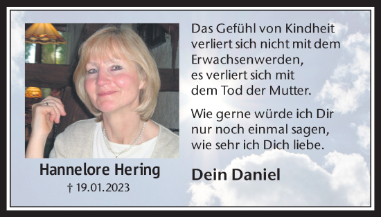 Traueranzeige von Hannelore Hering von Trauer Vest
