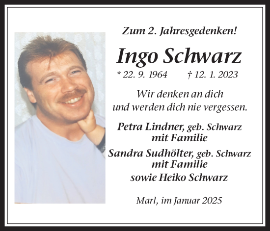 Traueranzeige von Ingo Schwarz von Trauer Vest
