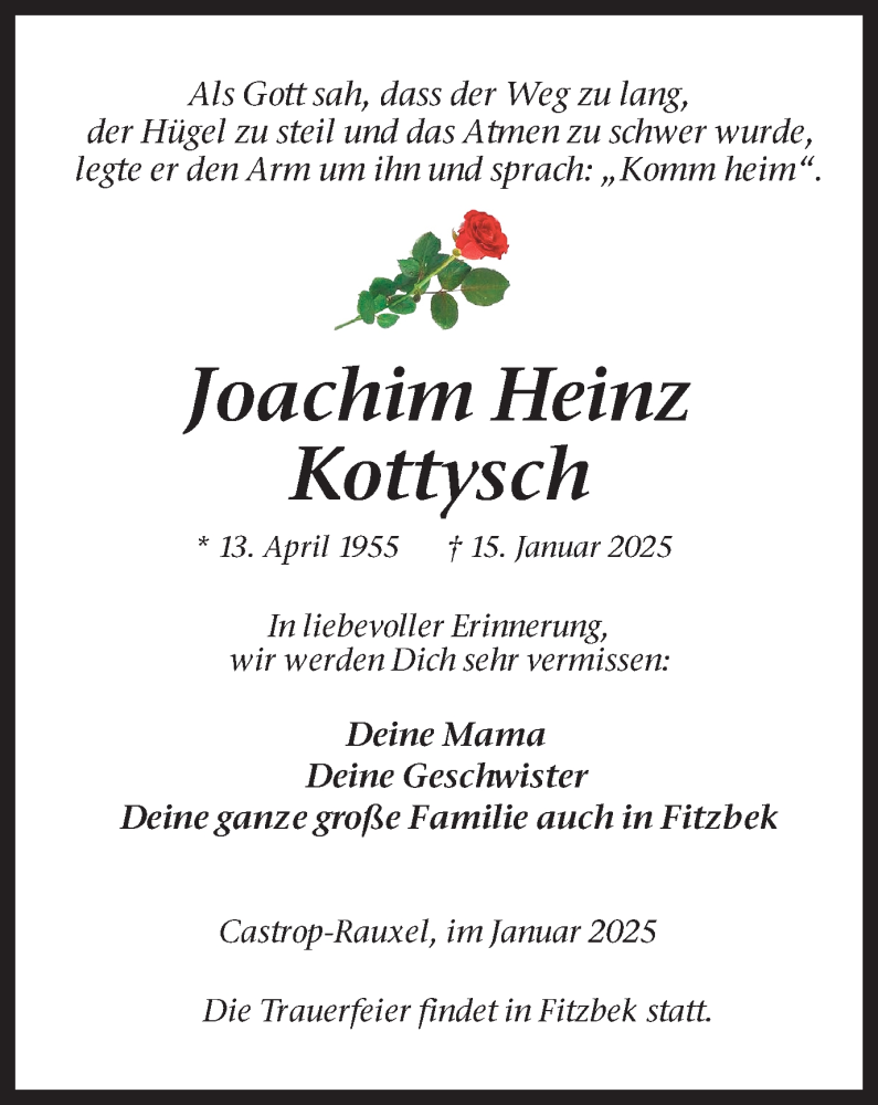 Traueranzeige für Joachim Heinz Kottysch vom 25.01.2025 aus Stadtanzeiger Castrop-Rauxel
