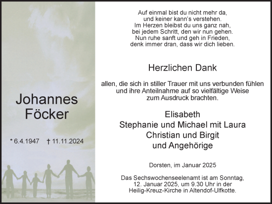 Traueranzeige von Johannes Föcker von Ruhr Nachrichten und Dorstener Zeitung