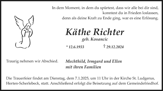 Traueranzeige von Käthe Richter von Trauer Vest