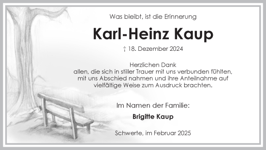 Traueranzeige von Karl-Heinz Kaup von Ruhr Nachrichten