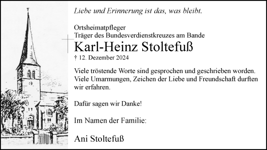 Traueranzeige von Karl-Heinz Stoltefuß von Hellweger Anzeiger