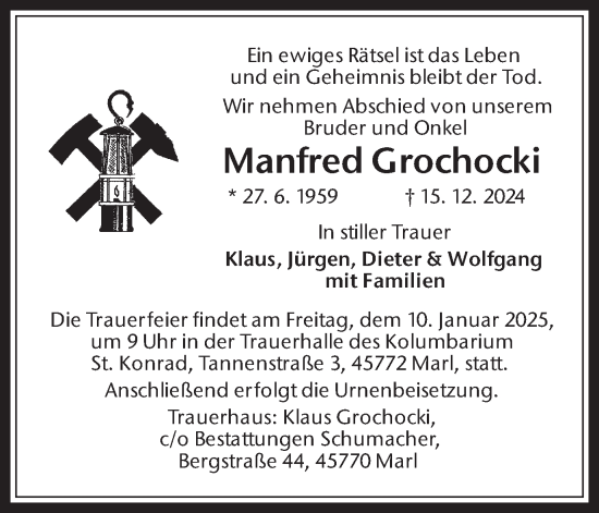 Traueranzeige von Manfred Grochocki von Trauer Vest