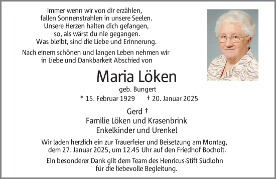 Traueranzeige von Maria Löken 