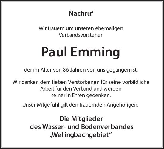 Traueranzeige von Paul Emming von Münsterland Zeitung