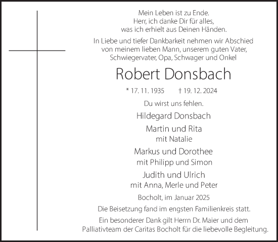 Traueranzeige von Robert Donsbach 