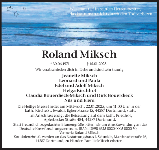 Traueranzeige von Roland Miksch von Ruhr Nachrichten