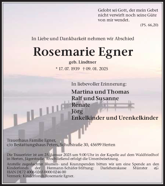 Traueranzeige von Rosemarie Egner von Trauer Vest