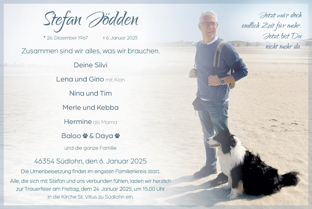  Traueranzeige für Stefan Jödden vom 17.01.2025 aus Münsterland Zeitung