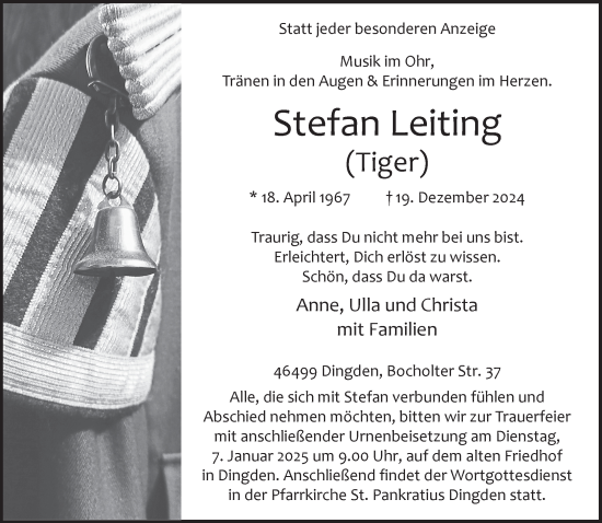 Traueranzeige von Stefan Leiting 