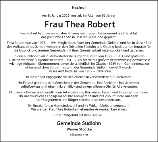 Traueranzeige von Thea Robert von Münsterland Zeitung