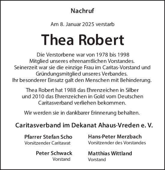 Traueranzeige von Thea Robert von Münsterland Zeitung