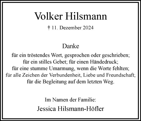 Traueranzeige von Volker Hilsmann von Hellweger Anzeiger